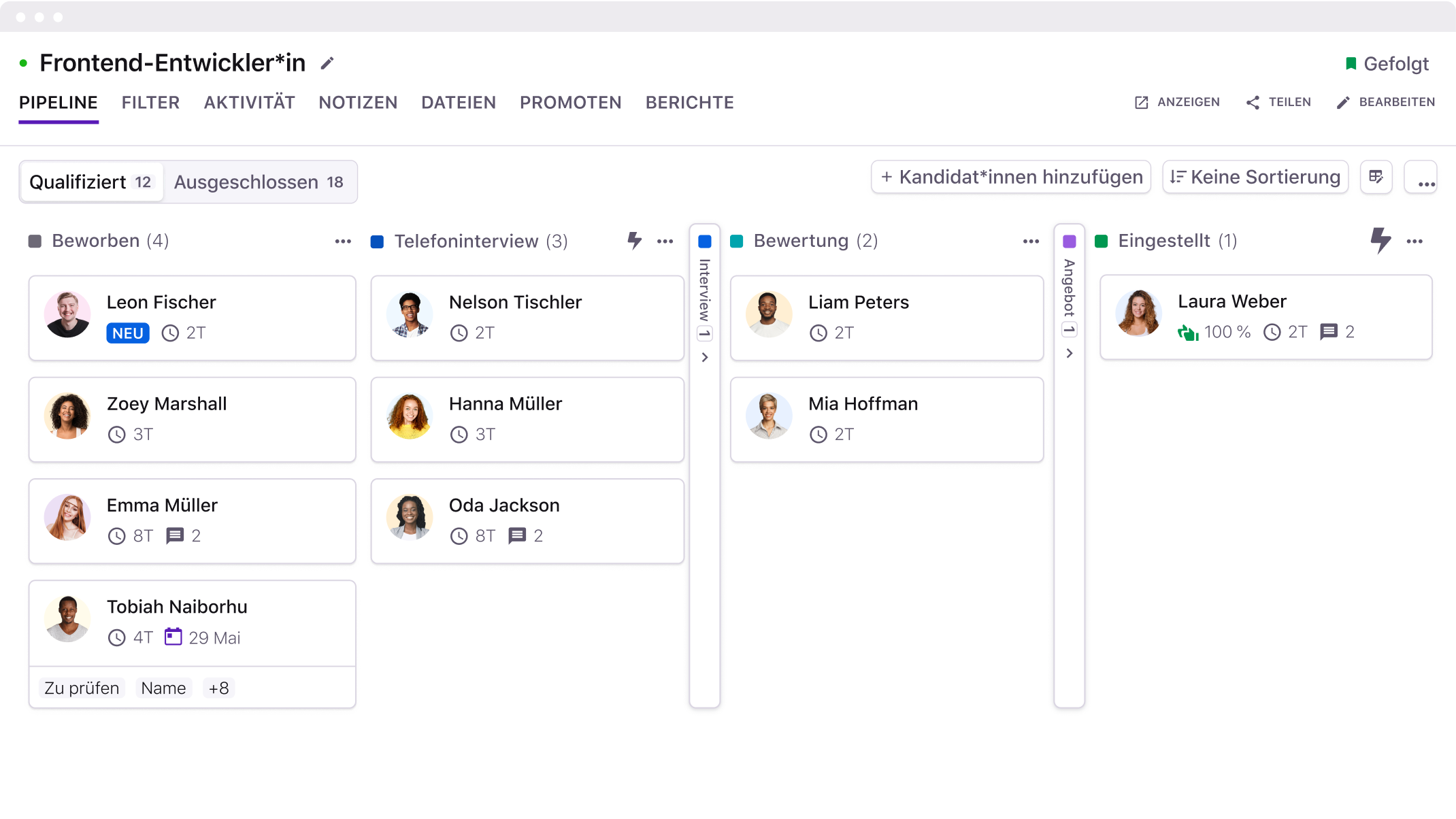 screenshot of Tellent Recruitee